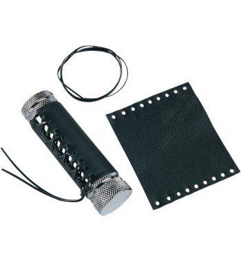 COPRI MANOPOLE IN PELLE NERA PER HARLEY DAVIDSON E MOTO CUSTOM