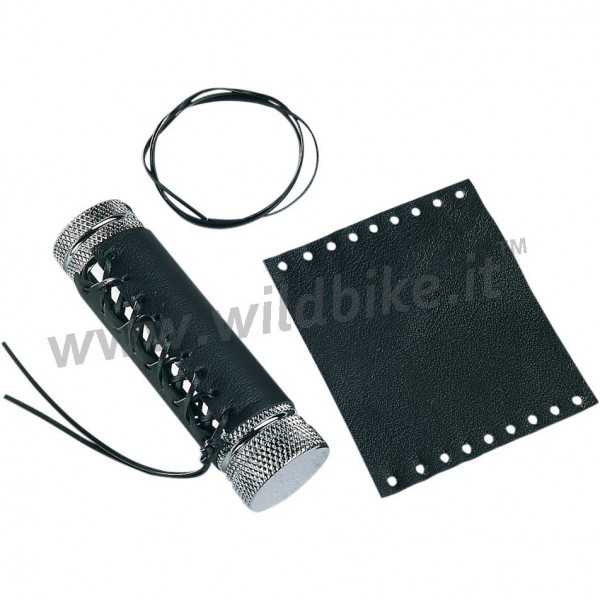 LEATHER GRIP COVERS BLACK FOR HARLEY DAVIDSON AND CUSTOM MOTORCYCLE