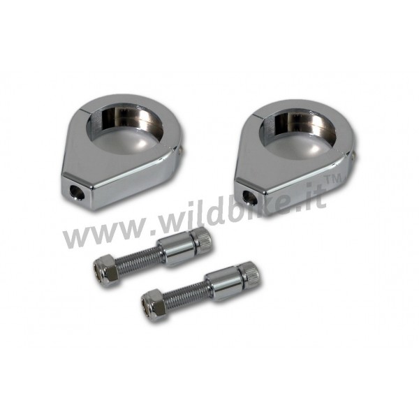 SUPPORTI CROMATI PER FRECCE E FARI SU FORCELLE DA 39 MM. MOTO CUSTOM E HARLEY DAVIDSON