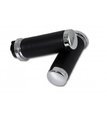 POIGNÉES SOUPLES NOIRES AVEC CAPUCHON CHROMÉ POUR HARLEY DAVIDSON 1980-2021