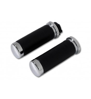 MANOPOLE SOFT NERE CON TAPPO CROMATO PER HARLEY DAVIDSON