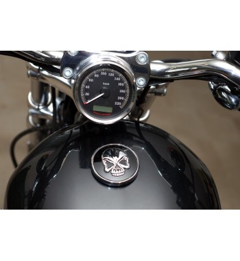 SKULL GAS CAP CHROME/BLACK HARLEY DAVIDSON XL SPORTSTER 1996-2022