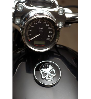 SKULL GAS CAP CHROME/BLACK HARLEY DAVIDSON XL SPORTSTER 1996-2022