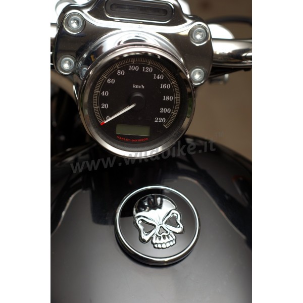 SKULL GAS CAP CHROME/BLACK HARLEY DAVIDSON XL SPORTSTER 1996-2022