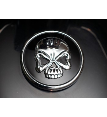 TAPPO DA SERBATOIO TESCHIO SKULL CROMO/NERO PER HARLEY DAVIDSON XL SPORTSTER '96-'14