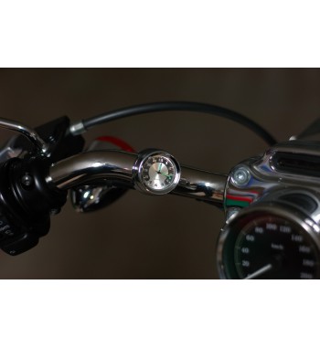 HORLOGE UNITECH ACIER ALUMINIUM POUR GUIDON 22/25 MM. CUSTOM BIKE ET HARLEY