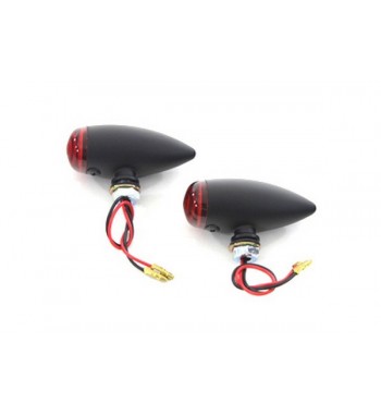 TURN SIGNALS MINI BULLET BLACK RED LIGHT LED MOTORCYCLE CUSTOM AND HARLEY