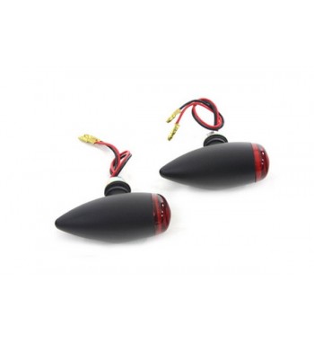 BLINKER MINI BULLET SCHWARZ ROT LED-LICHT CUSTOM MOTORRADUND Harley