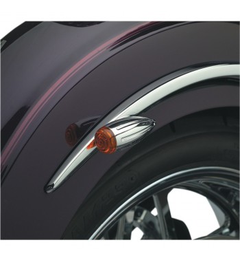CLIGNOTANTS MINI BULLET CHROME LISSE FLÈCHES ORANGE PÂLE MOTO CUSTOM ET HARLEY