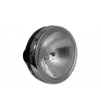 FARO CENTRALE CAFE RACER NERO/CROMATO ATTACCO LATERALE 165 MM. MOTO E HARLEY DAVIDSON