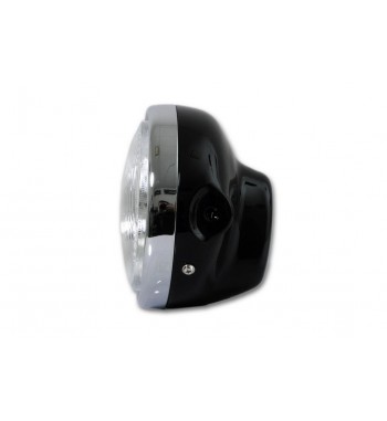 FARO CENTRALE CAFE RACER NERO/CROMATO ATTACCO LATERALE 165 MM. MOTO E HARLEY DAVIDSON