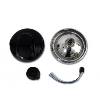 FARO CENTRALE CAFE RACER NERO/CROMATO ATTACCO LATERALE 165 MM. MOTO E HARLEY DAVIDSON