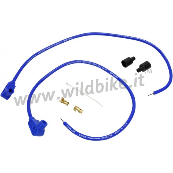 UNIVERSAL 8MM BLUE PLUG WIRES 90°  CUSTOM MOTORCYCLE AND HARLEY DAVIDSON